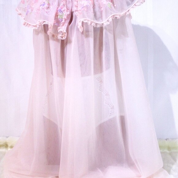 Vintage Lacy Laros Double Nylon Nightie M/L - Picture 6 of 9